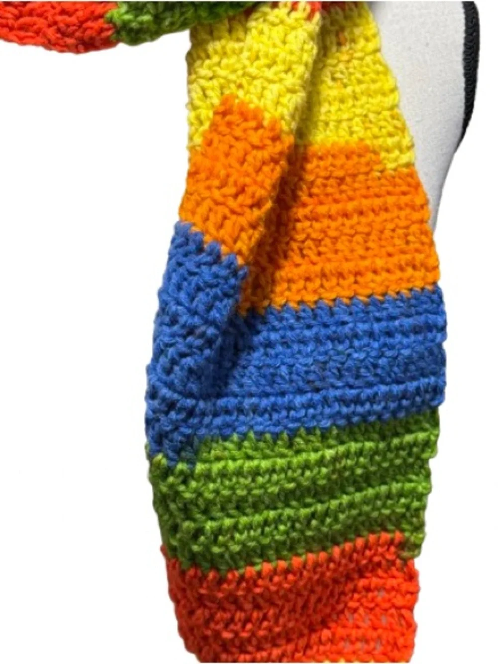 Handmade Rainbow Crochet scarf | Colorful Striped Winter scarf | Unisex